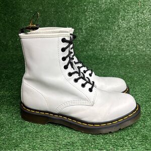 Dr. Martens Womens White Leather Round Toe Lace-Up Combat Boots Size 9 L